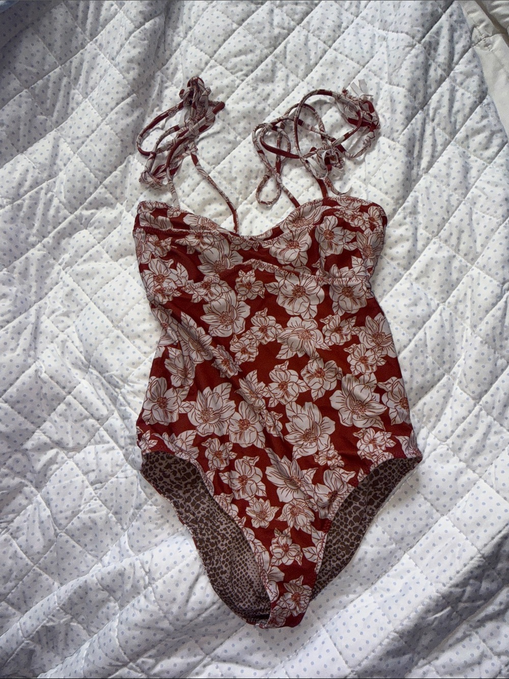 acacia swimwear Rust Red Floral One-Piece Swimsuit